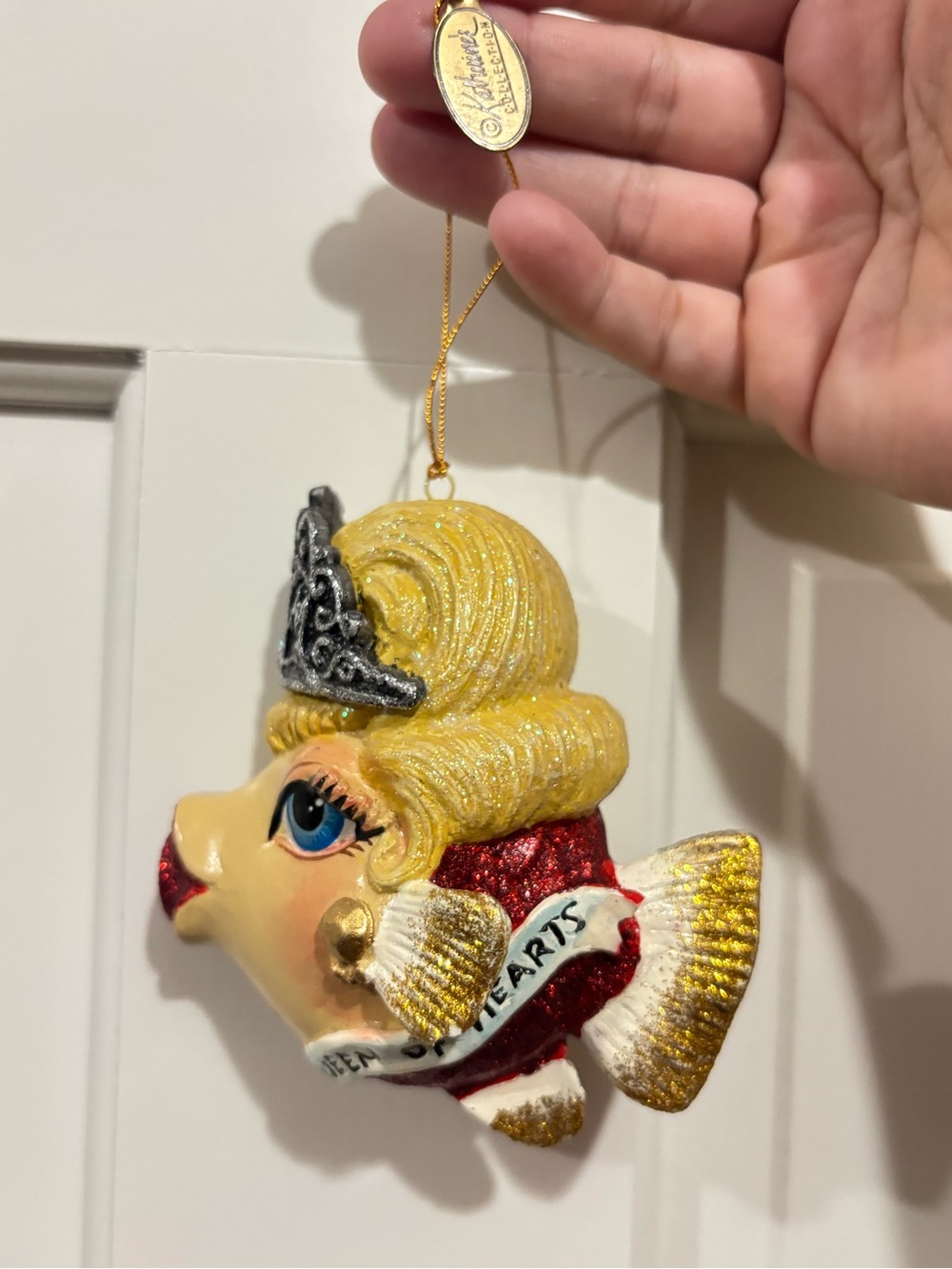 Katherine’s Collection Queen of Hearts Fish Christmas Ornament Glitter Crown
